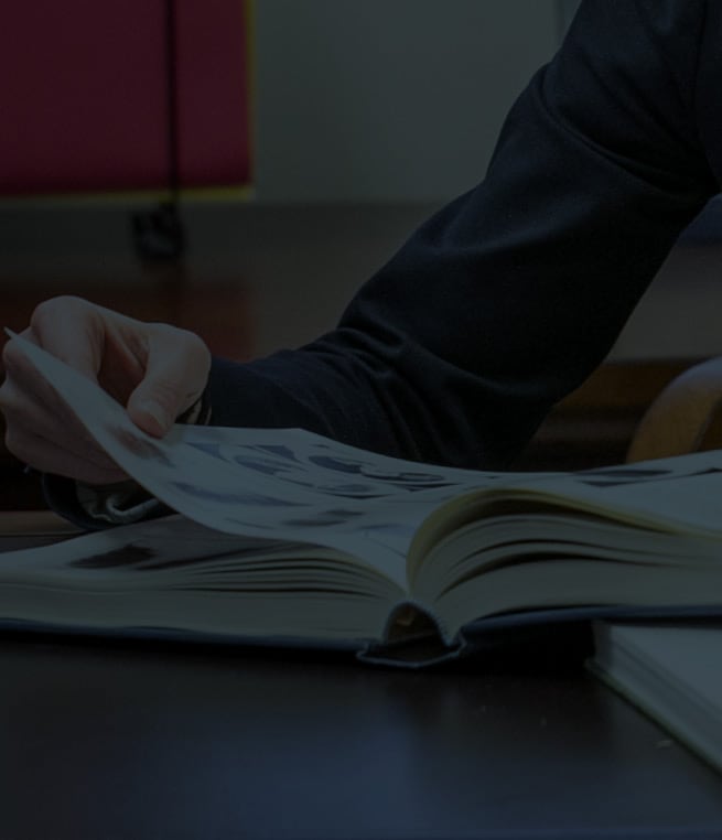 Attorney looking at book